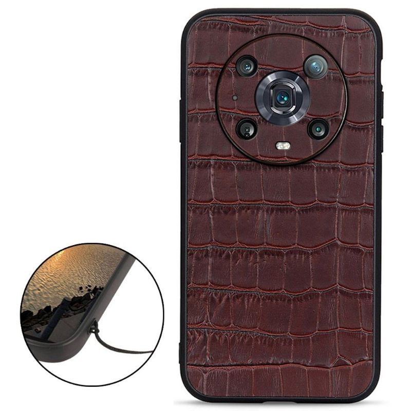 Hoesje voor Honor Magic 4 Pro Chique Croco-huidlook