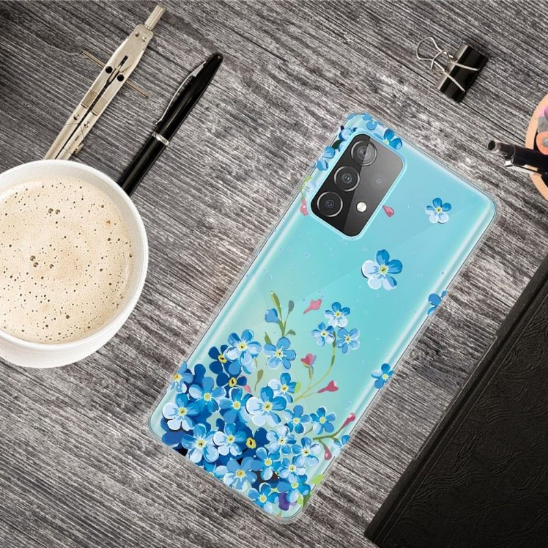 Hoesje voor Samsung Galaxy A32 4G Blauwe Bloemen