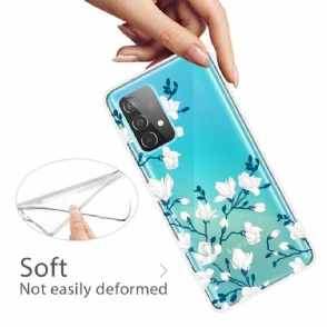 Hoesje voor Samsung Galaxy A32 4G Witte Bloemen
