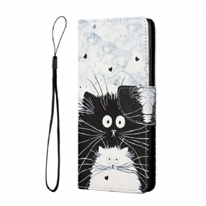 Leren Hoesje voor Samsung Galaxy A32 4G Bescherming Zwart-witte Katten