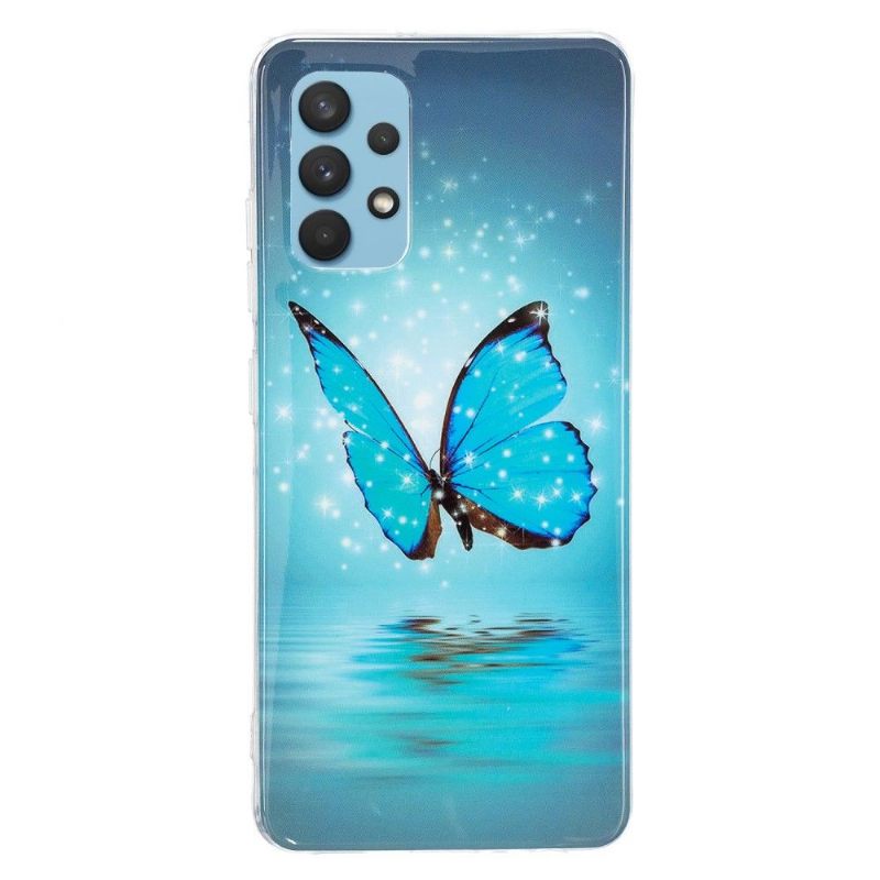 Telefoonhoesje voor Samsung Galaxy A32 4G Bescherming Lichtgevende Blauwe Vlinder