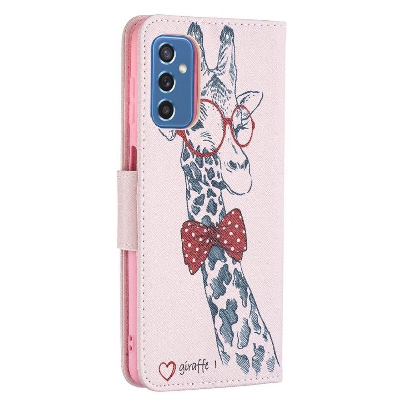 Folio-hoesje voor Samsung Galaxy M52 5G Giraf Met Bril