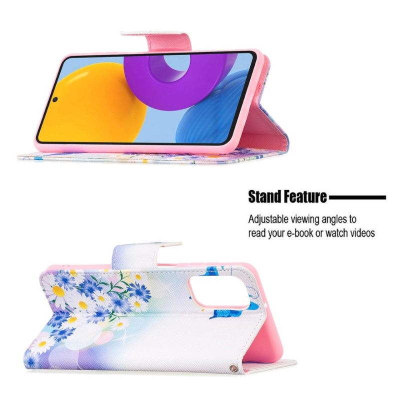 Folio-hoesje voor Samsung Galaxy M52 5G Vlinder En Madeliefjes