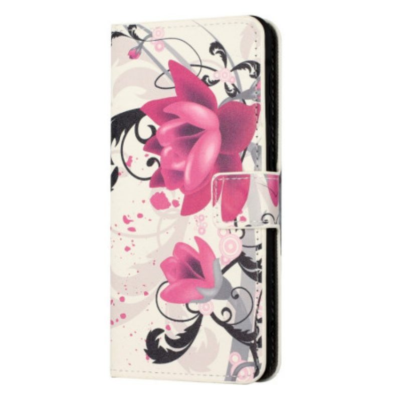 Folio-hoesje voor iPhone 14 Tropische Bloemen