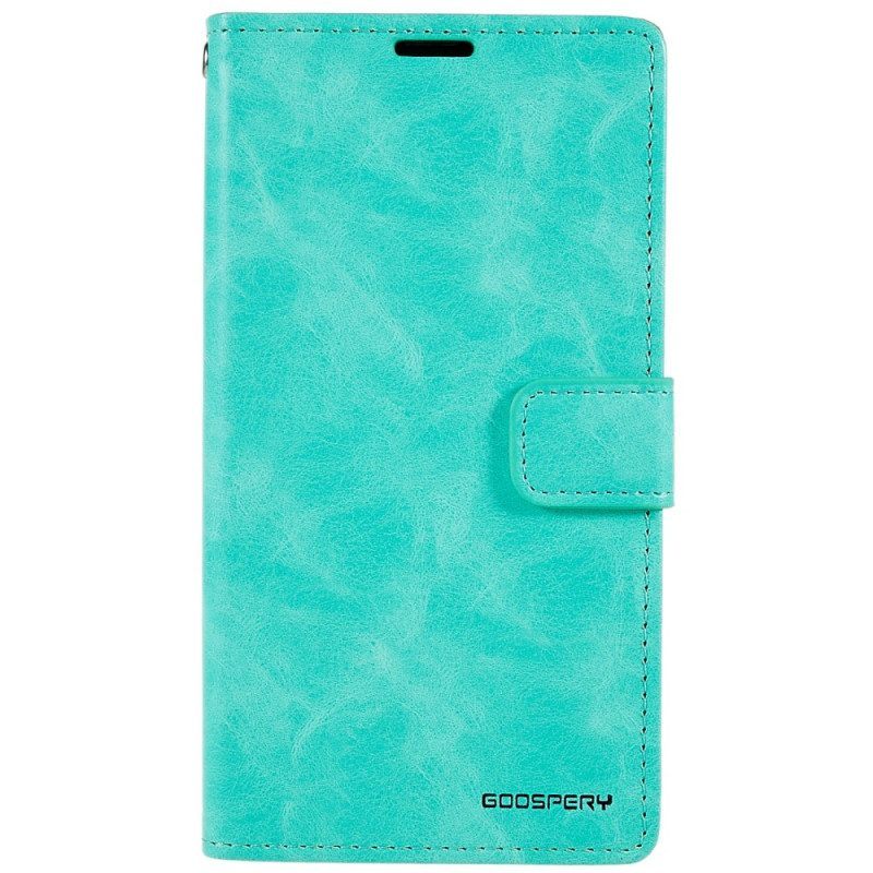 Leren Hoesje voor iPhone 14 Blauwe Maan Mercurius Goospery