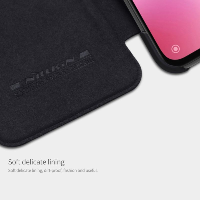 Leren Hoesje voor Xiaomi Mi 9 SE Bescherming Nillkin Qin Leren Cover - Zwart