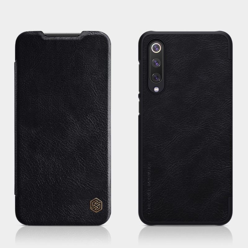 Leren Hoesje voor Xiaomi Mi 9 SE Bescherming Nillkin Qin Leren Cover - Zwart