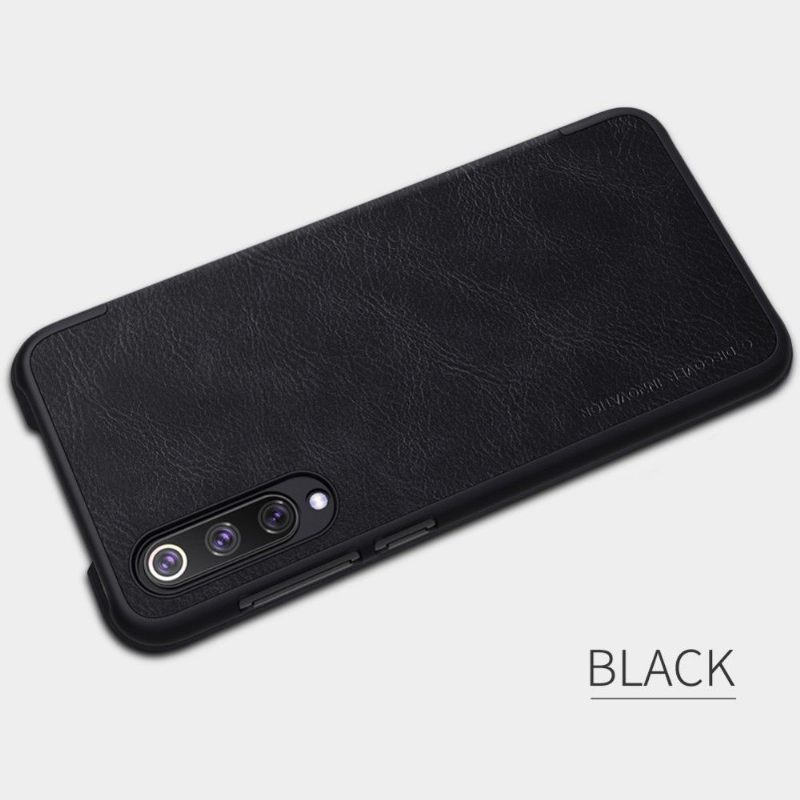 Leren Hoesje voor Xiaomi Mi 9 SE Bescherming Nillkin Qin Leren Cover - Zwart