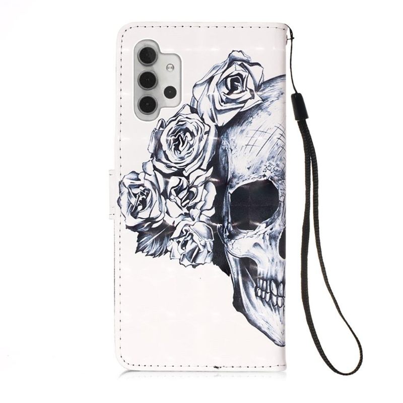 Folio-hoesje voor Samsung Galaxy A32 5G Schedel Bloemen