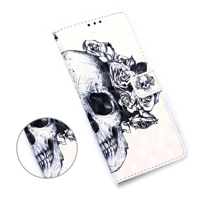 Folio-hoesje voor Samsung Galaxy A32 5G Schedel Bloemen