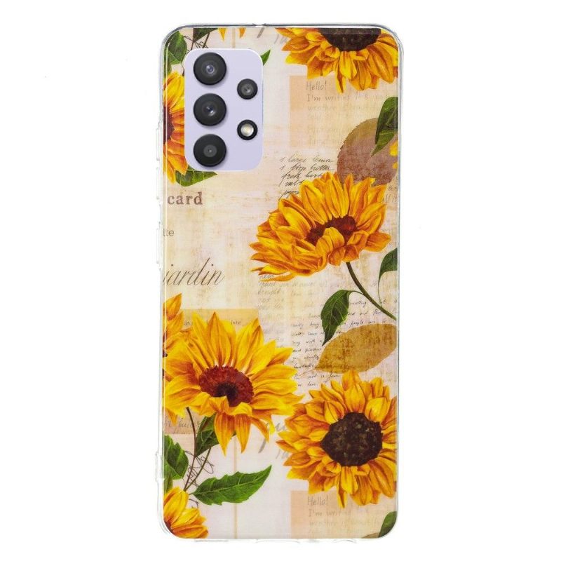 Hoesje voor Samsung Galaxy A32 5G Anti-fall Vintage Zonnebloem Fluorescerend