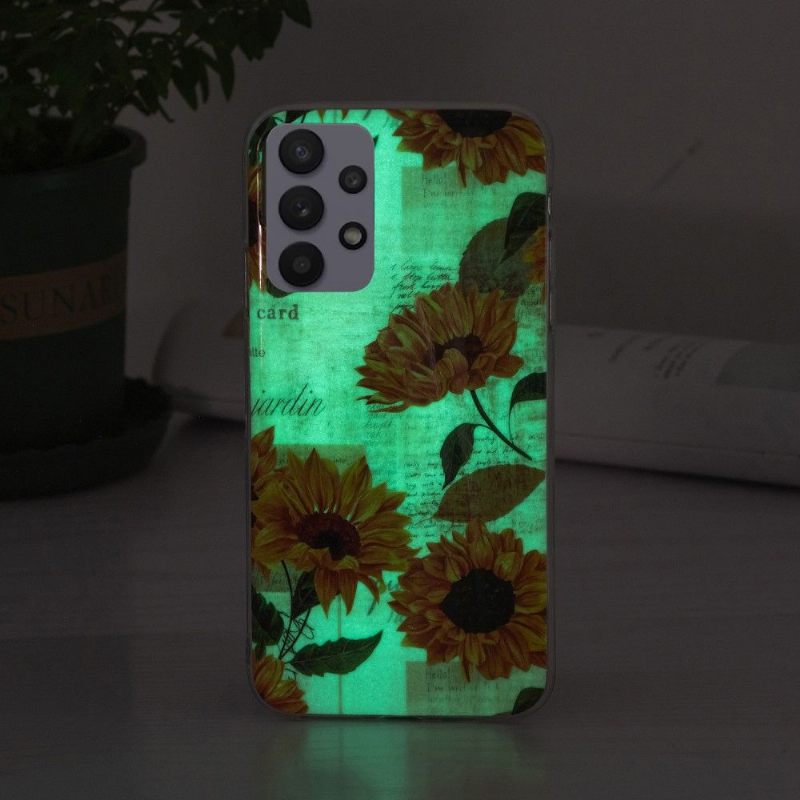 Hoesje voor Samsung Galaxy A32 5G Anti-fall Vintage Zonnebloem Fluorescerend