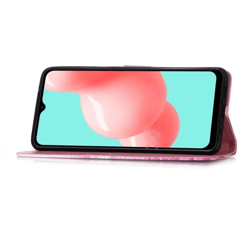 Leren Hoesje voor Samsung Galaxy A32 5G Roze Bloem