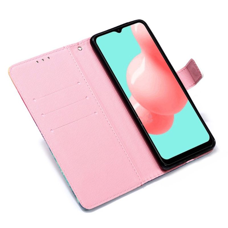 Leren Hoesje voor Samsung Galaxy A32 5G Roze Bloem