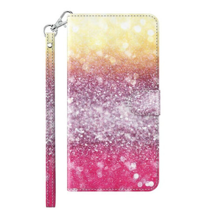 Flip Case voor Samsung Galaxy M12 / A12 Magenta Glitterverloop