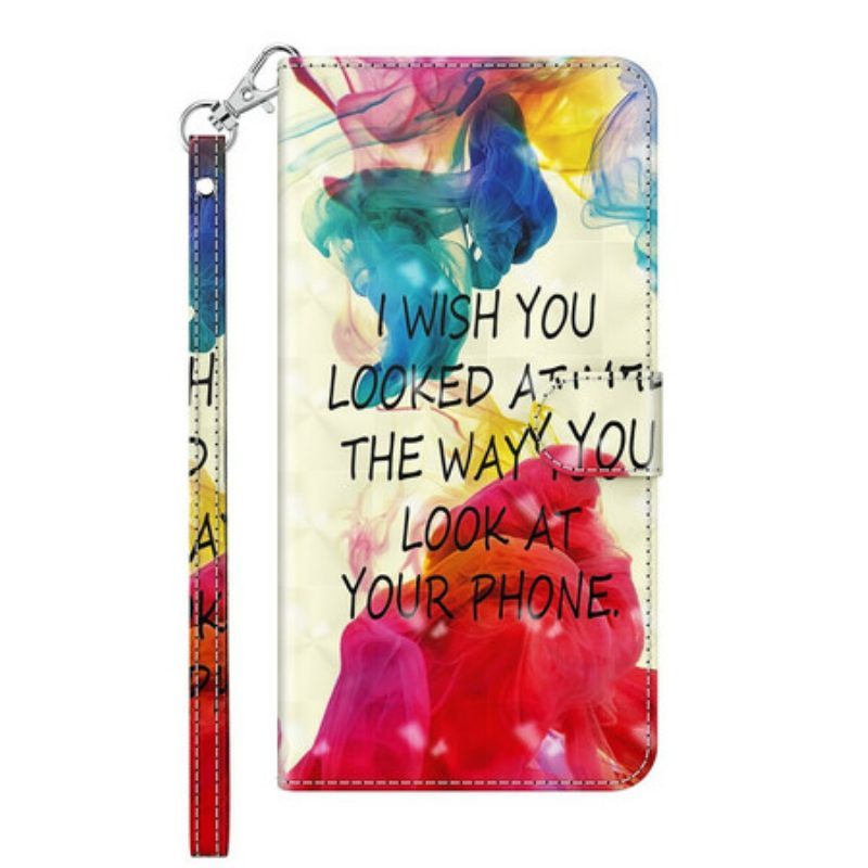 Folio-hoesje voor Samsung Galaxy M12 / A12 Lichtpunt I Wish Met Lanyard