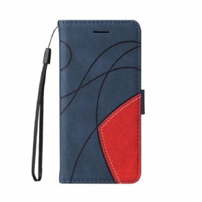 Folio-hoesje voor Samsung Galaxy M12 / A12 Tweekleurig Kenmerkend Kunstleer