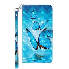 Folio-hoesje voor Samsung Galaxy M12 / A12 Vliegende Blauwe Vlinders