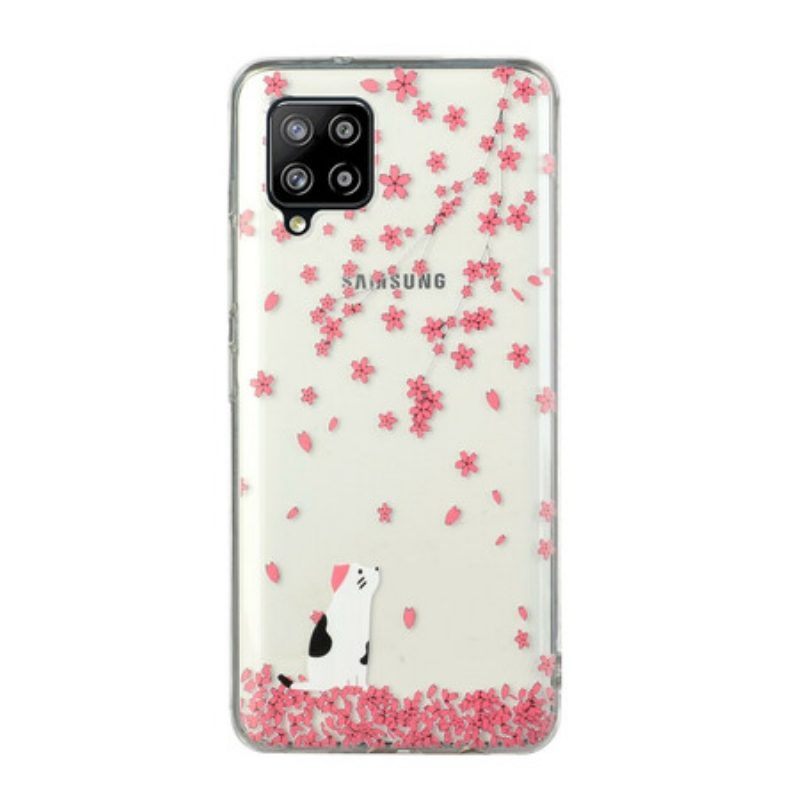 Hoesje voor Samsung Galaxy M12 / A12 Bloemblaadjes En Kat