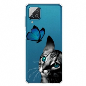 Hoesje voor Samsung Galaxy M12 / A12 Kat En Vlinder