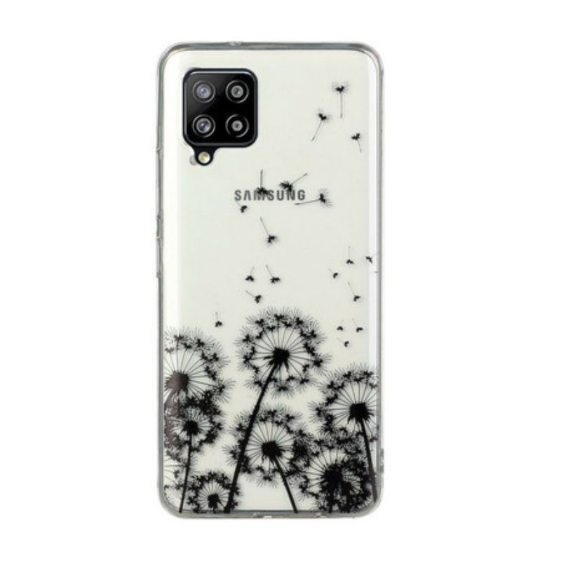 Hoesje voor Samsung Galaxy M12 / A12 Naadloze Zwarte Paardebloemen
