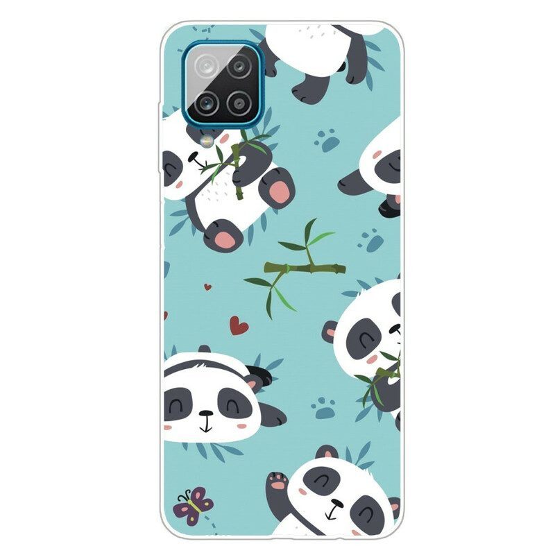 Hoesje voor Samsung Galaxy M12 / A12 Stelletje Panda's