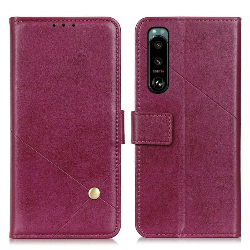 Folio-hoesje voor Sony Xperia 5 III Faux Lederen Flap Met Klinknagel