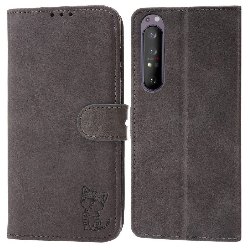 Folio-hoesje voor Sony Xperia 5 III Kitten Met Leereffect