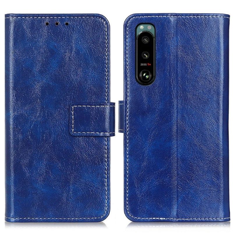 Folio-hoesje voor Sony Xperia 5 III Luxe Stiksels Met Leereffect