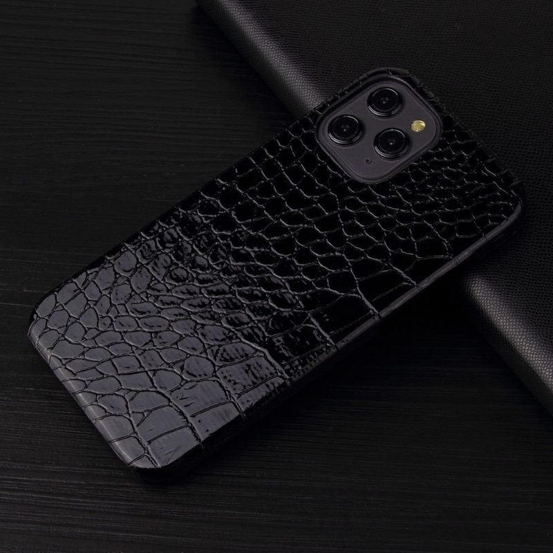 Hoesje voor iPhone 12 / 12 Pro Anti-fall Croco Glans