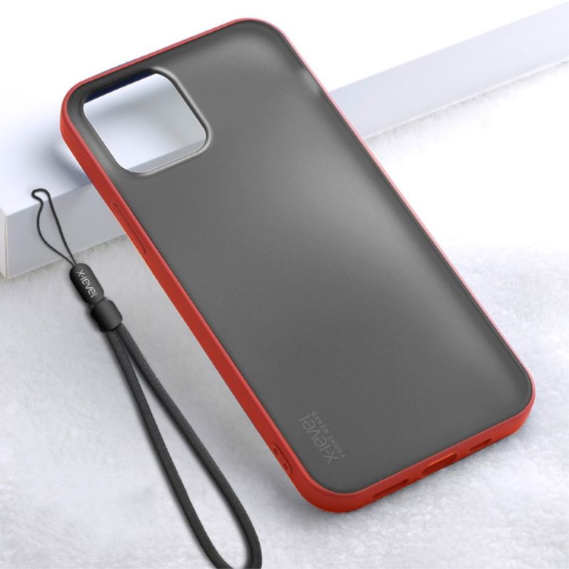 Hoesje voor iPhone 12 / 12 Pro Anti-fall Mat Effect Met Riem