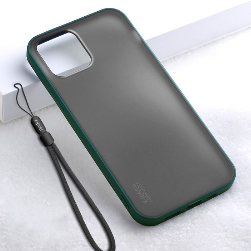 Hoesje voor iPhone 12 / 12 Pro Anti-fall Mat Effect Met Riem