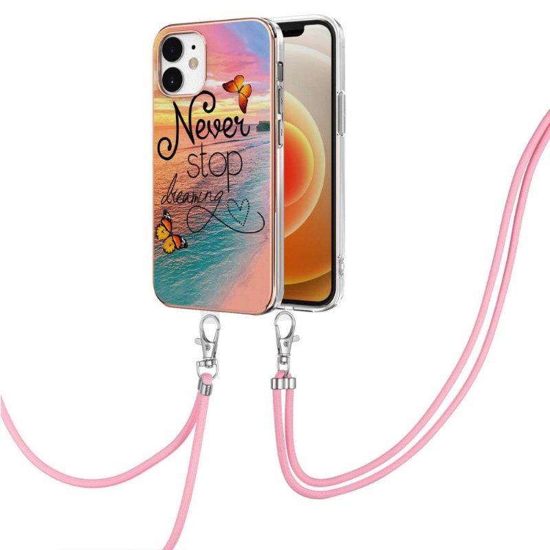 Hoesje voor iPhone 12 / 12 Pro Met Koord Stop Nooit Met Dromen