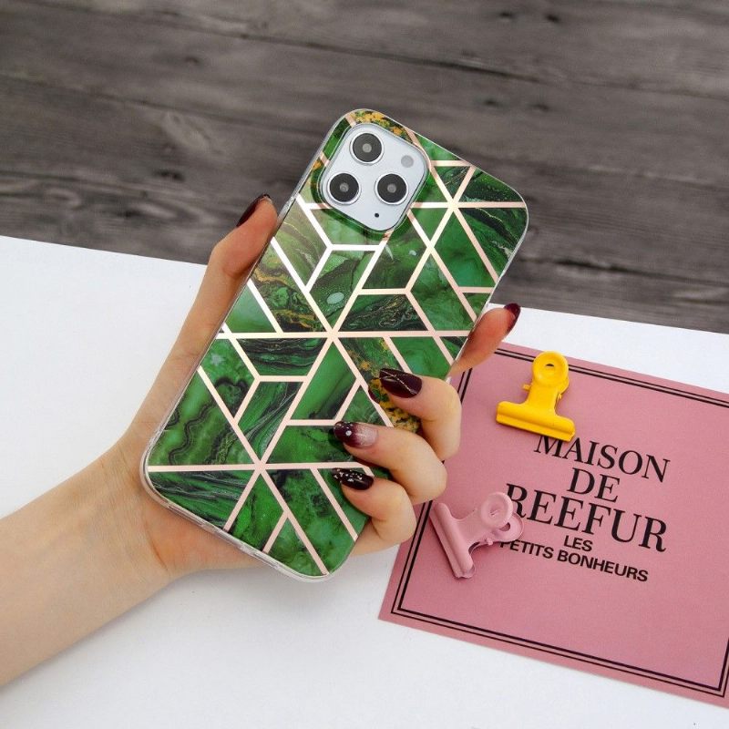 Hoesje voor iPhone 12 / 12 Pro Smaragdgroene Geometrie