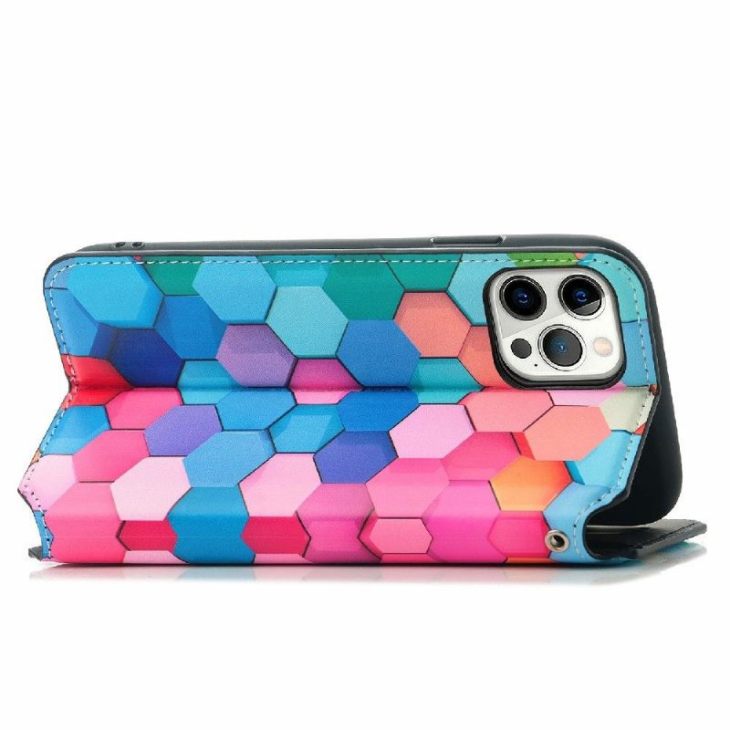 Leren Hoesje voor iPhone 12 / 12 Pro Bescherming Kleurrijke Honingraat