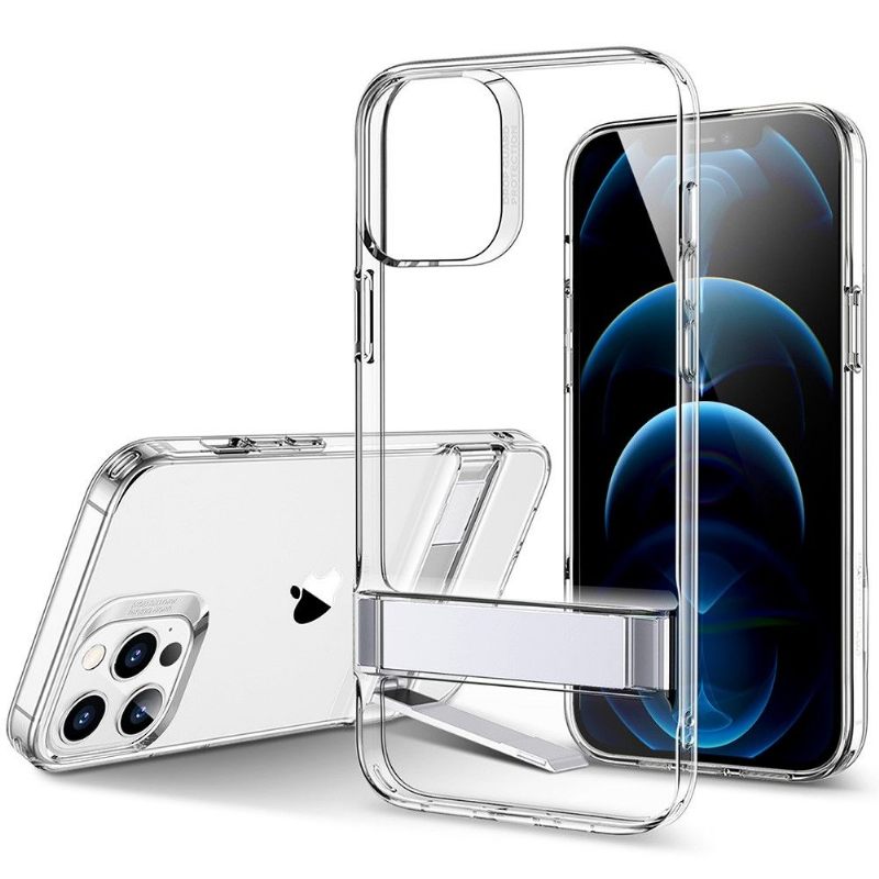 Telefoonhoesje voor iPhone 12 / 12 Pro Bescherming Doorzichtige Esr Met Metalen Standaard