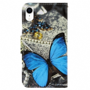 Folio-hoesje voor iPhone XR Anti-fall Blauwe Vlinder