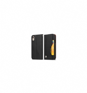 Folio-hoesje voor iPhone XR Leren Stand Case