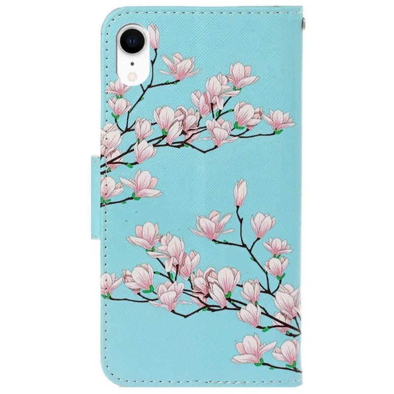 Folio-hoesje voor iPhone XR Witte Bloemen