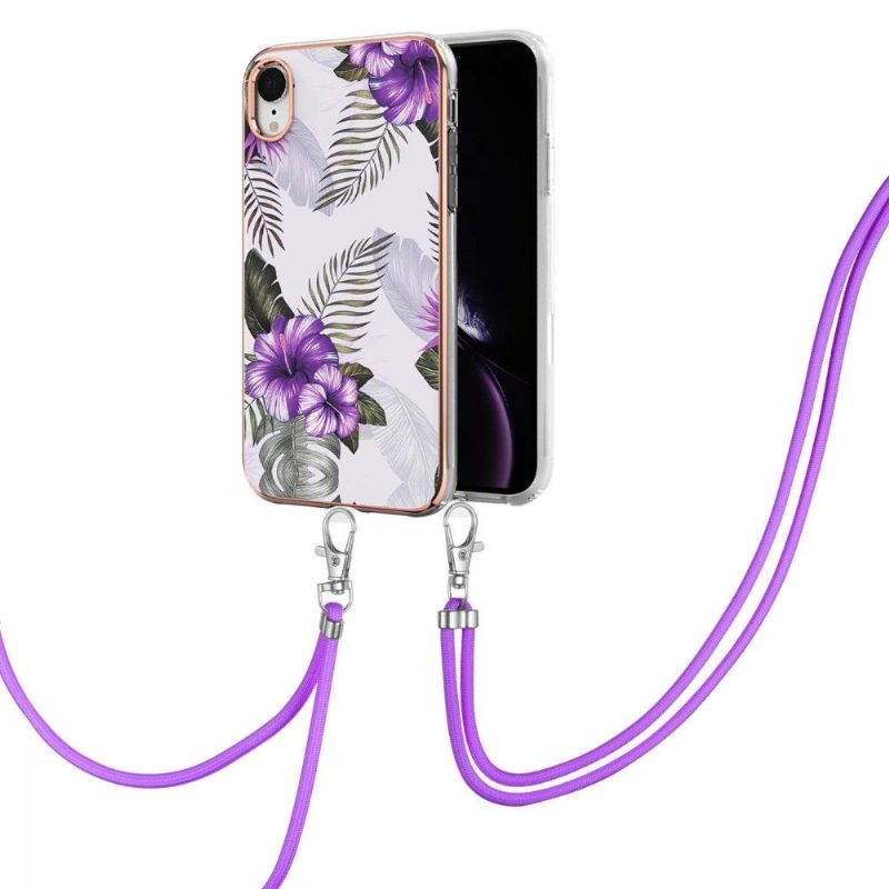 Hoesje voor iPhone XR Met Koord Exotische Bloemen