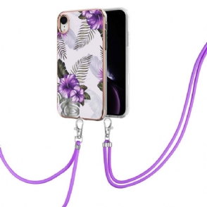 Hoesje voor iPhone XR Met Koord Exotische Bloemen