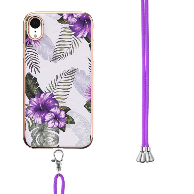 Hoesje voor iPhone XR Met Koord Exotische Bloemen