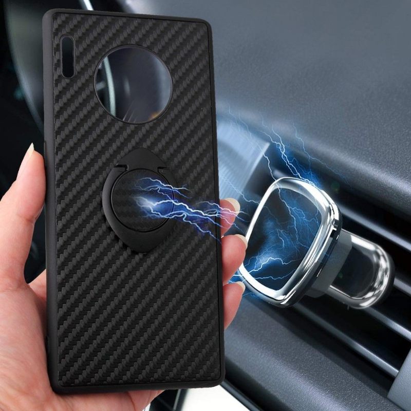 Telefoonhoesje voor Huawei Mate 30 Pro Bescherming Koolstofvezel Met Magnetische Houder