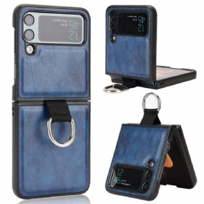 Hoesje voor Samsung Galaxy Z Flip 4 Folio-hoesje Leren Stijl Met Ring