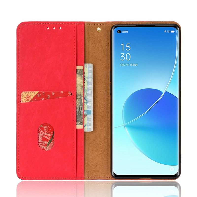 Folio-hoesje voor Oppo Reno 6 Pro 5G Retro Kunstleer