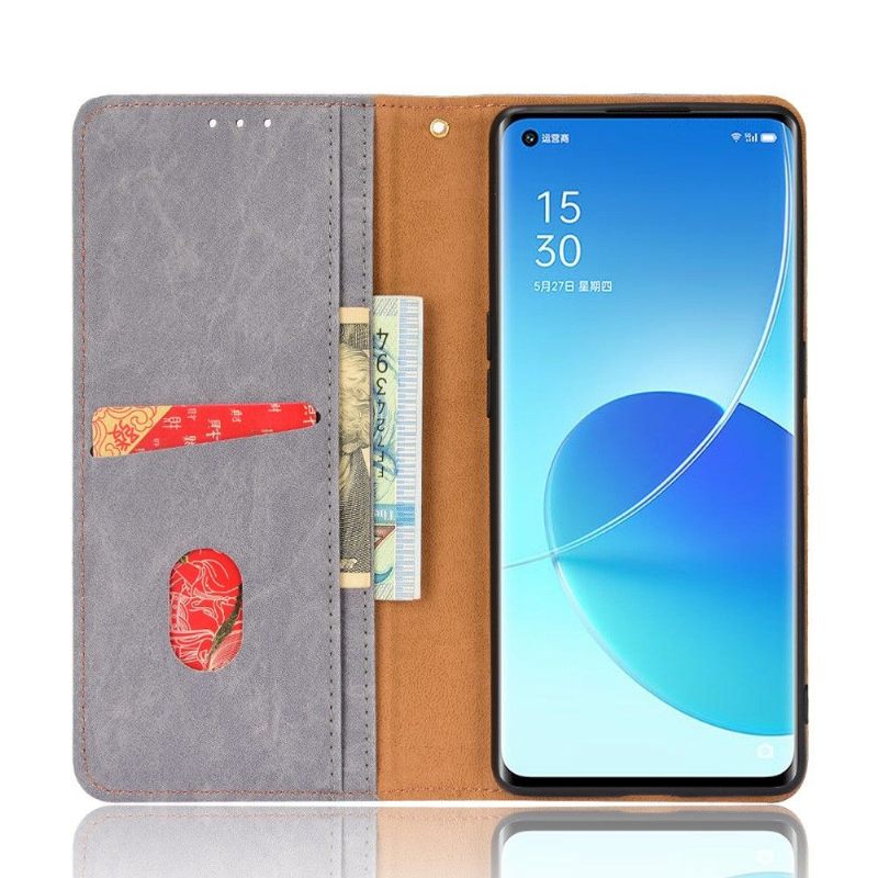 Folio-hoesje voor Oppo Reno 6 Pro 5G Retro Kunstleer