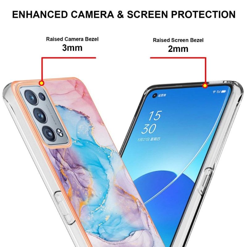 Hoesje voor Oppo Reno 6 Pro 5G Blauw Gekleurd Marmer