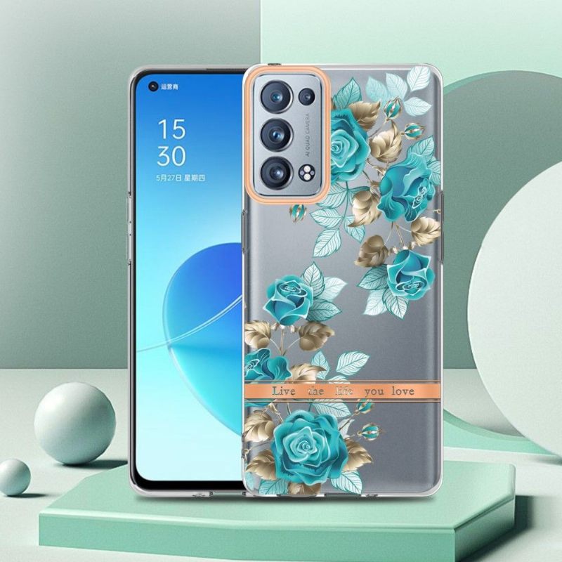 Hoesje voor Oppo Reno 6 Pro 5G Blauwe Roos