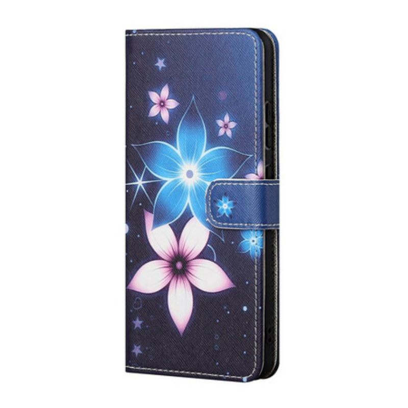 Folio-hoesje voor Xiaomi Redmi Note 10 5G Met Ketting Maanband Bloemen