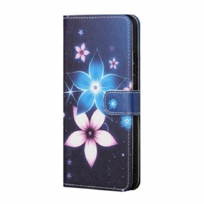 Folio-hoesje voor Xiaomi Redmi Note 10 5G Met Ketting Maanband Bloemen